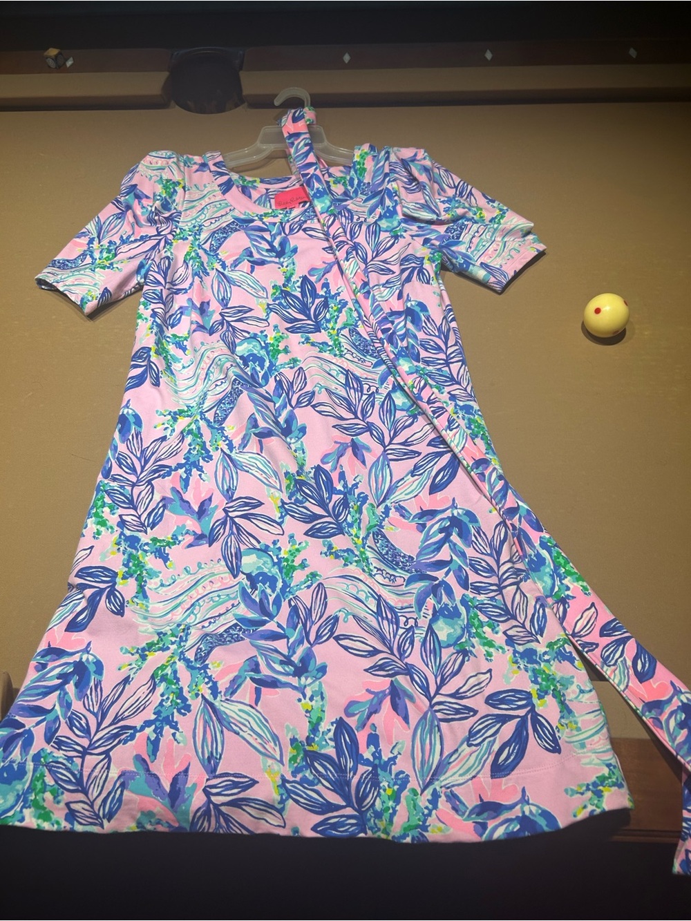 Lilly Pulitzer Pink Nightgown with Blue and Green Floral Print